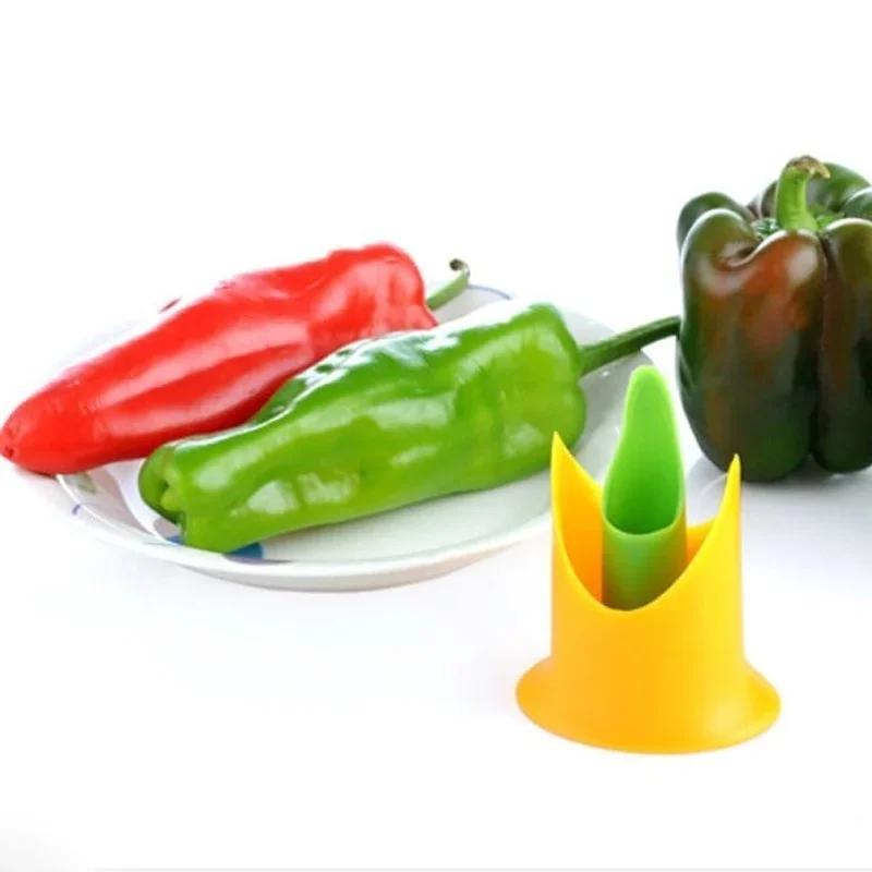 New 2 Pcs/set Creative Pepper Corer Slicer Pepper Seeded Remover Device Tomato Coring Device Fruit Vegetable Cutter Random Color