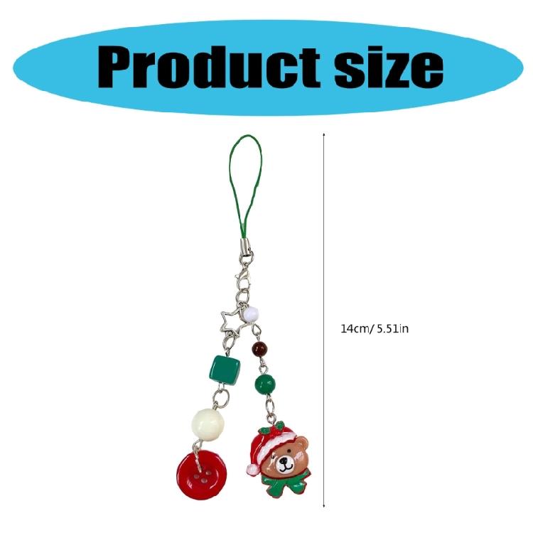 Resin Gingerbreads Man and Bear Phone Chain Keychain Phone Lanyard Keyrings Pendant for Fashionable and Practical Use