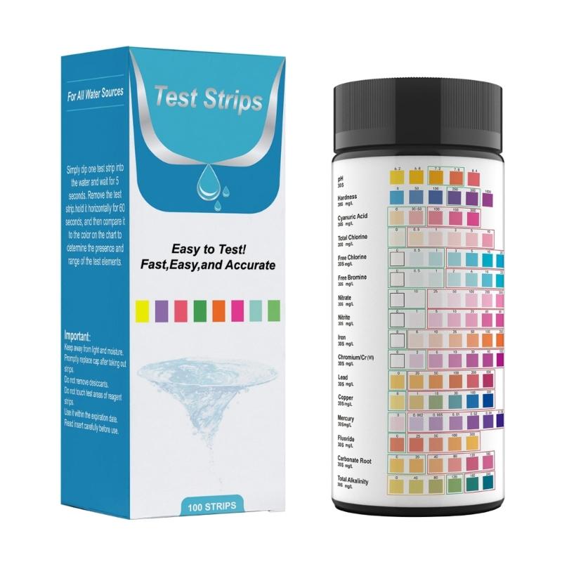 

50/100Pcs Water Test Strips 16-in-1 Aquariums Water Quality Test Strips Checking Water Quality for Pool, Well & Tap