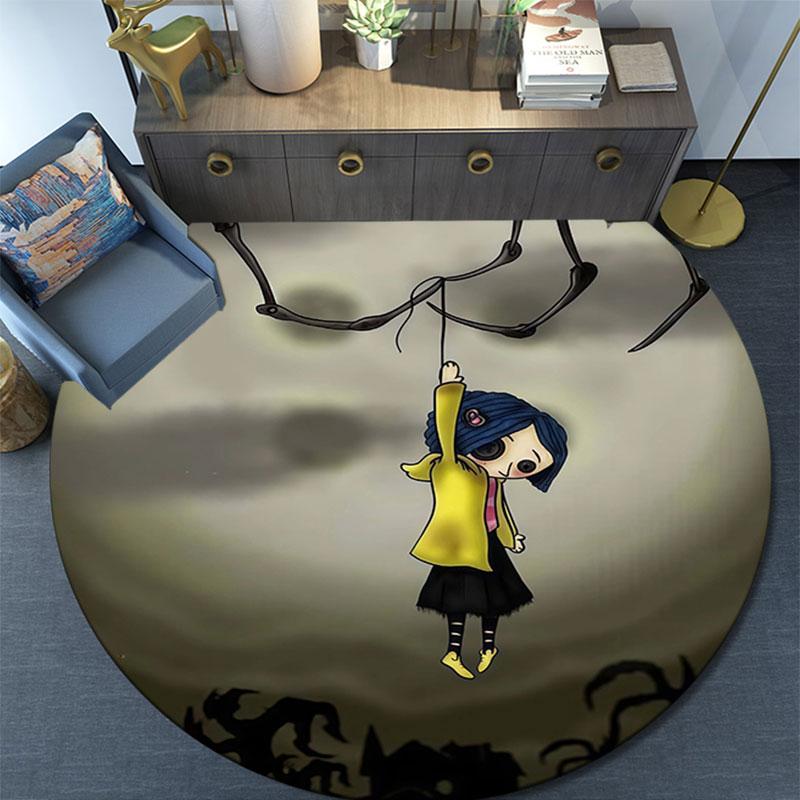 Coraline pattern round rug,Carpet Rug for Living Room Bedroom Playroom ,Non-slip Floor Mat,Holiday Gifts and Birthday Gifts.