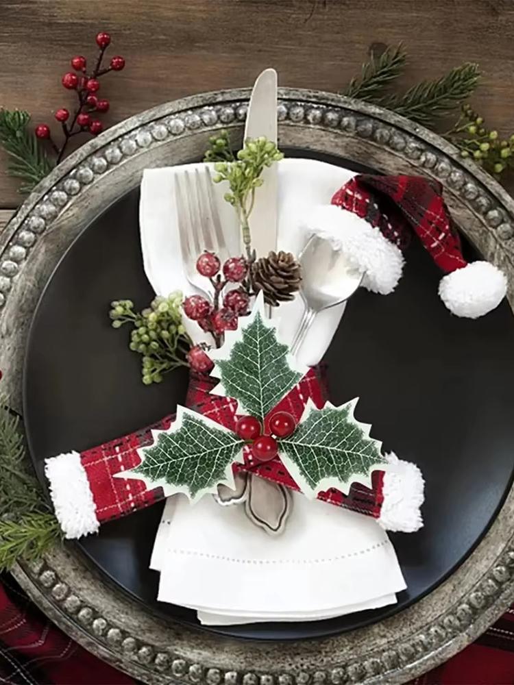 Artificial Holly Berries With Green Leaves DIY Christmas Wreath Wedding Flower Gifts Xmas New Year Festival Decorations Xmas Tre