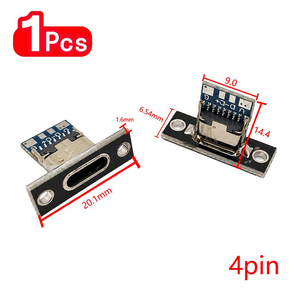 5/20pcs Type-C Jack Type-C 2/4 Pin Female Connector Jack Charging Port Type C Socket Electrical Charging Base With Fixing Plate