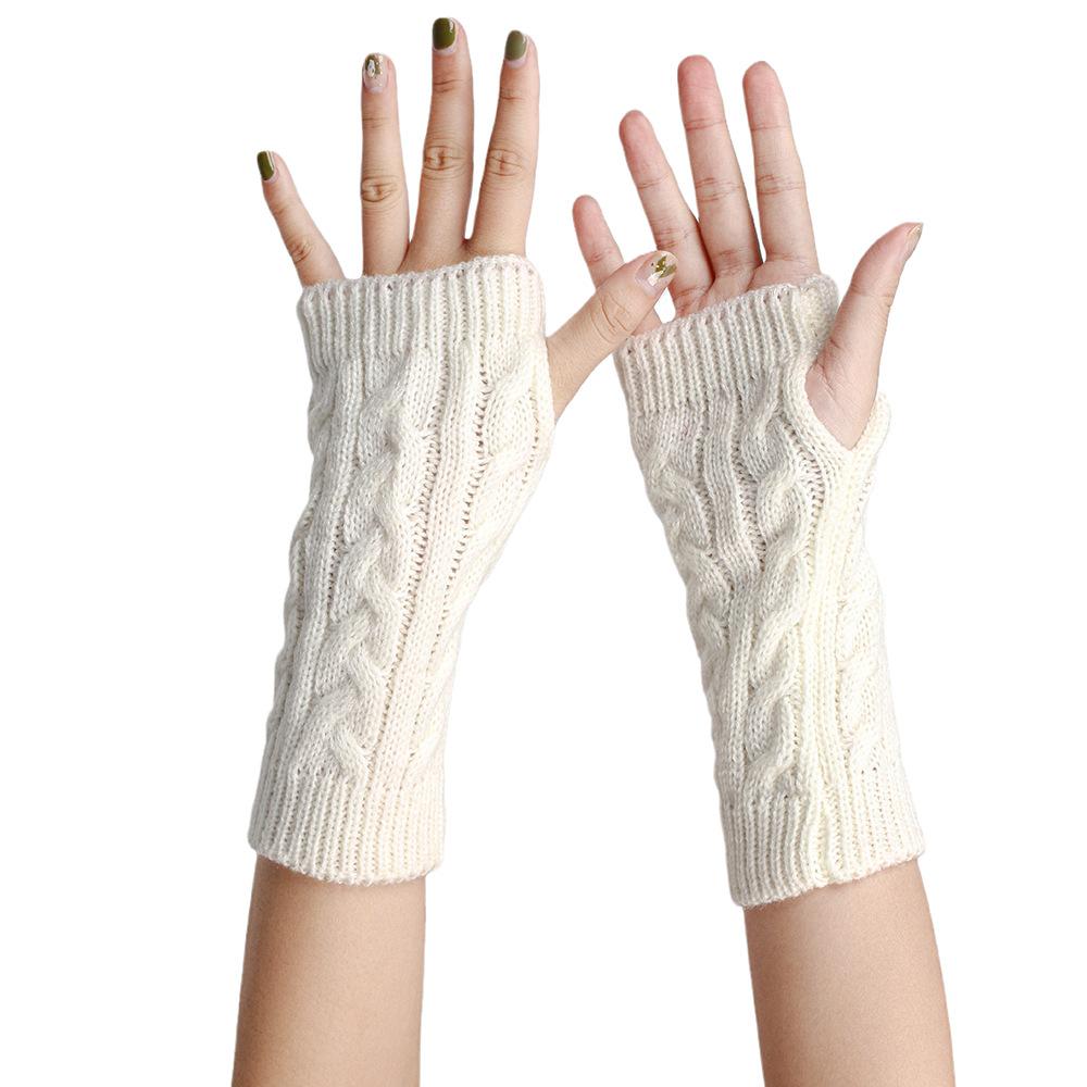 New Winter Warm Gloves Knitted Half Finger Short Gloves Wristband Finger Cuff Fashion White Warm Gloves