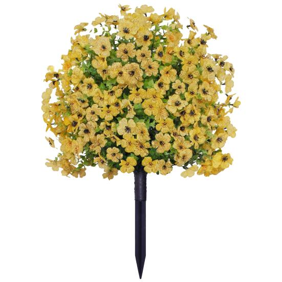 

UV Resistant Artificial Violet Topiary Bushes with Stakes Spring Summer Faux Violet Shrubs Outdoor Fake Plants Ball Tree 1pc жёлтый