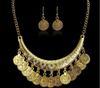 Retro European & American Rhinestone Carved Coin Tassel Necklace - U-Shaped Clavicle Chain Jewelry