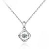 New Fashion Sterling Silver Square Will Dance Zircon Pendants Necklace Women Jewelry Lucky Clover Rhinestone Clavicle Chain