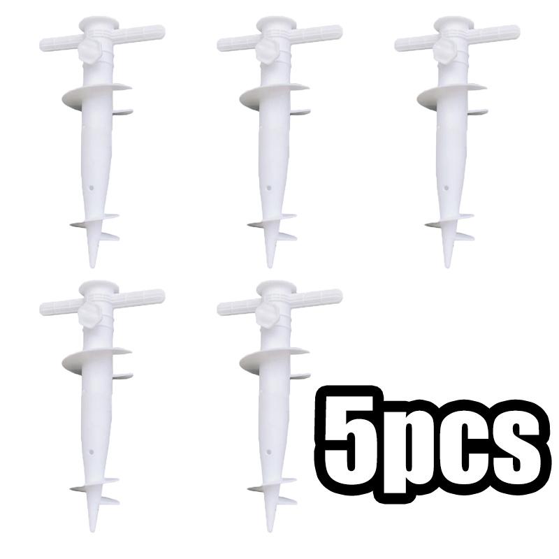 5PC Umbrella Base Adjustable Plastic Sun Beach Patio Sand Ground Fixing Tools Anchor Stand Spike Auger Keep Holder Garden Access