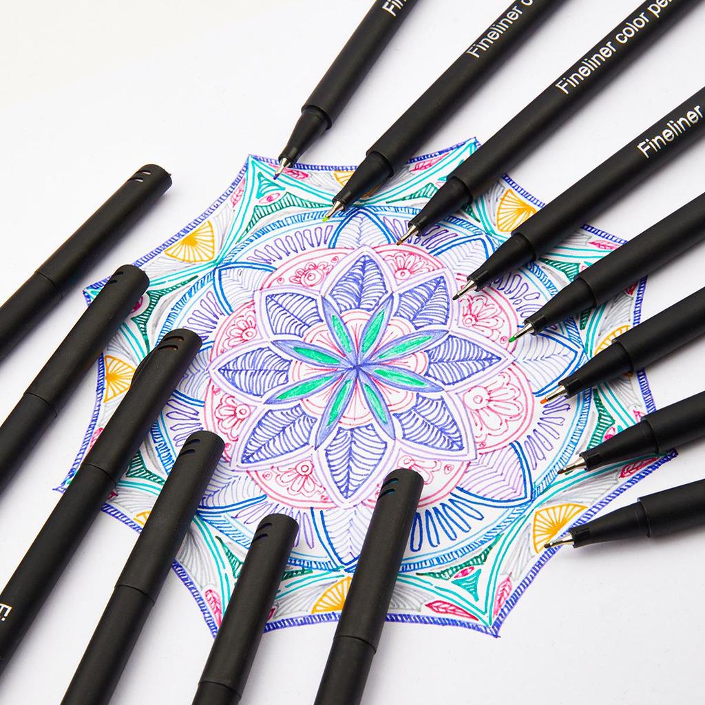 60-Farben Studenten Fineliner Stift Set: Schnelltrocknende, wasserbasierte Stifte zum Skizzieren und Konturieren