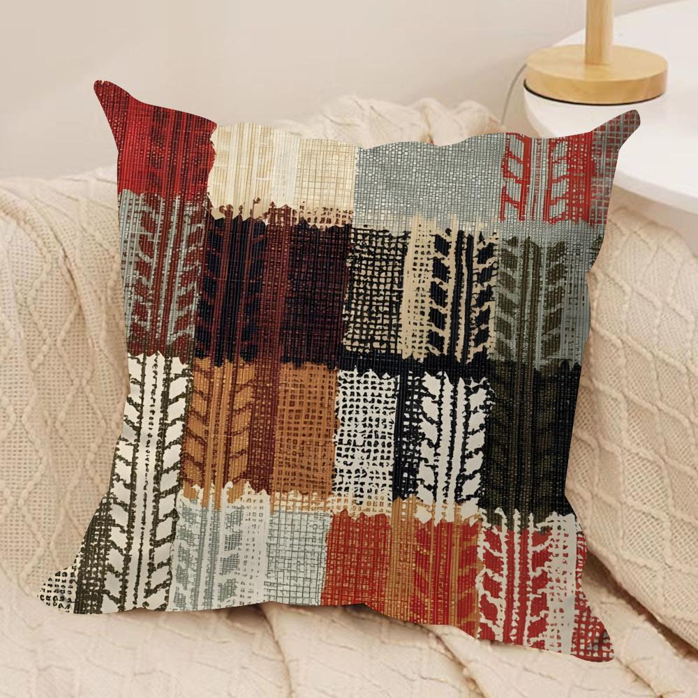Fashion Simple Geometric Cushion Cover Soft Plush Fabric Double-Sided Printed Sofa Cushion Cover for All Seasons Home Decor Gift