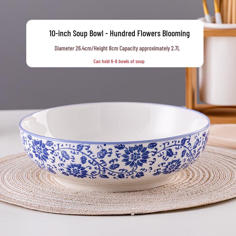 Zebian Ceramic Blue and White Porcelain Serving Bowls