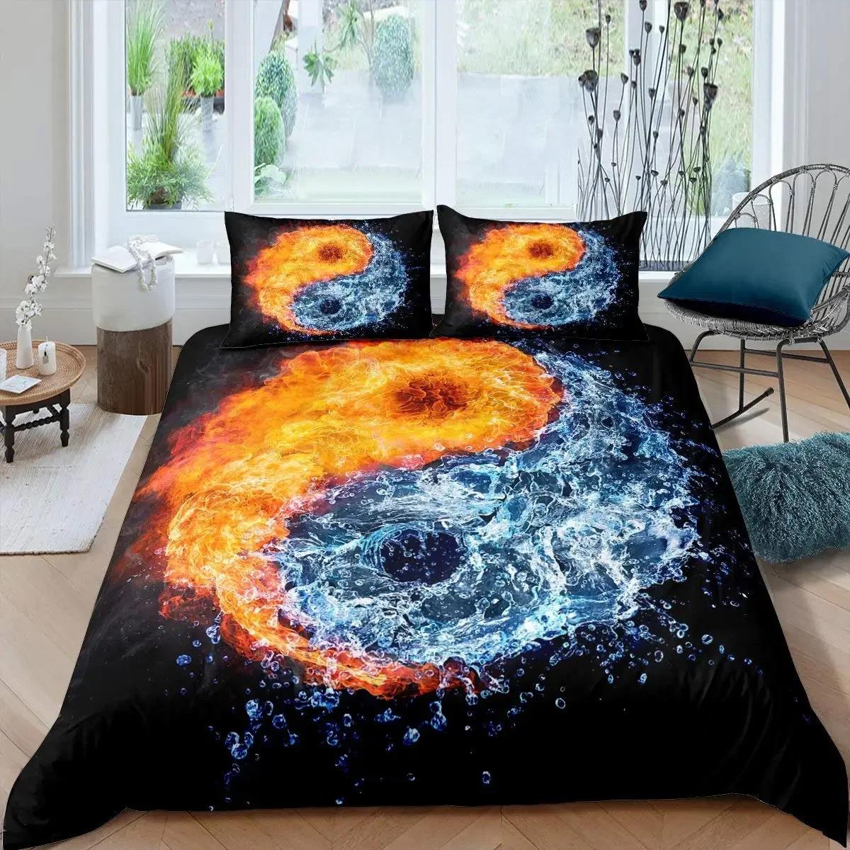 

Комплект пододеяльников Инь-Ян в стиле бохо Trippy Art Twin Одеяло Gossip Traditional Ying Yang Theme King Size Полиэстеровое одеяло EU Single(135*200cm)3pcs