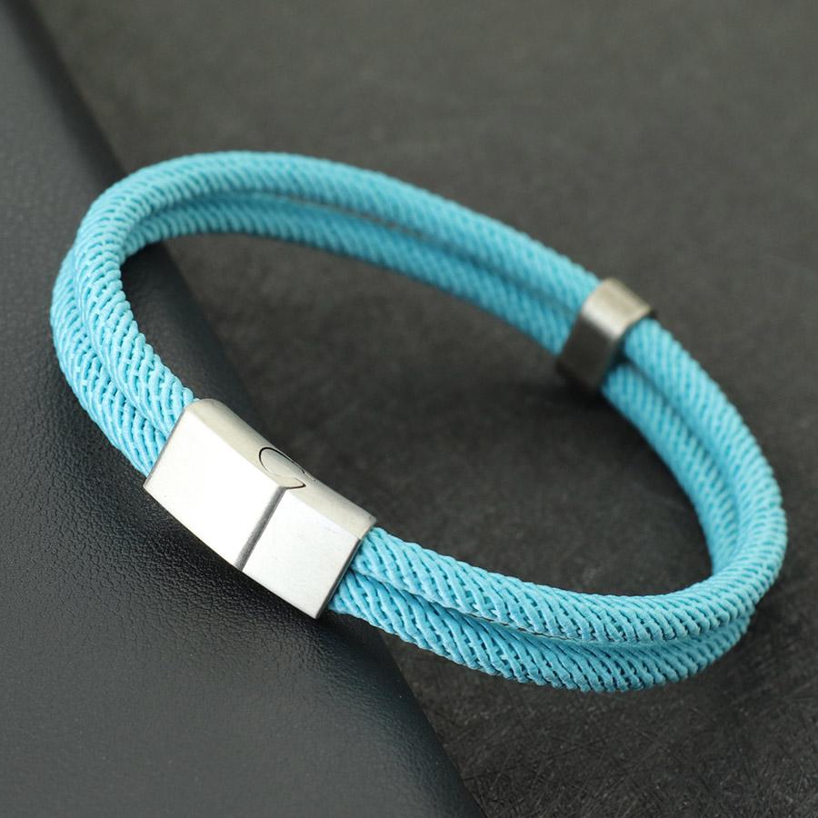 

Noter Men Bracelet Double Layer Nylon Rope Braslet Stainless Steel Magent Buckle Wrap Braclet Pulseria Hombre Nautical Brazalete S 18.5cm 7.3Inch