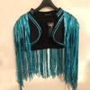Costume da Cantante da Bar DS di Beyonce Uomo Trapano Lamé Frange Lunghissime Nappe Gilet Giacca Uomo Abbigliamento Rave Jazz Top con Paillettes DNV10064