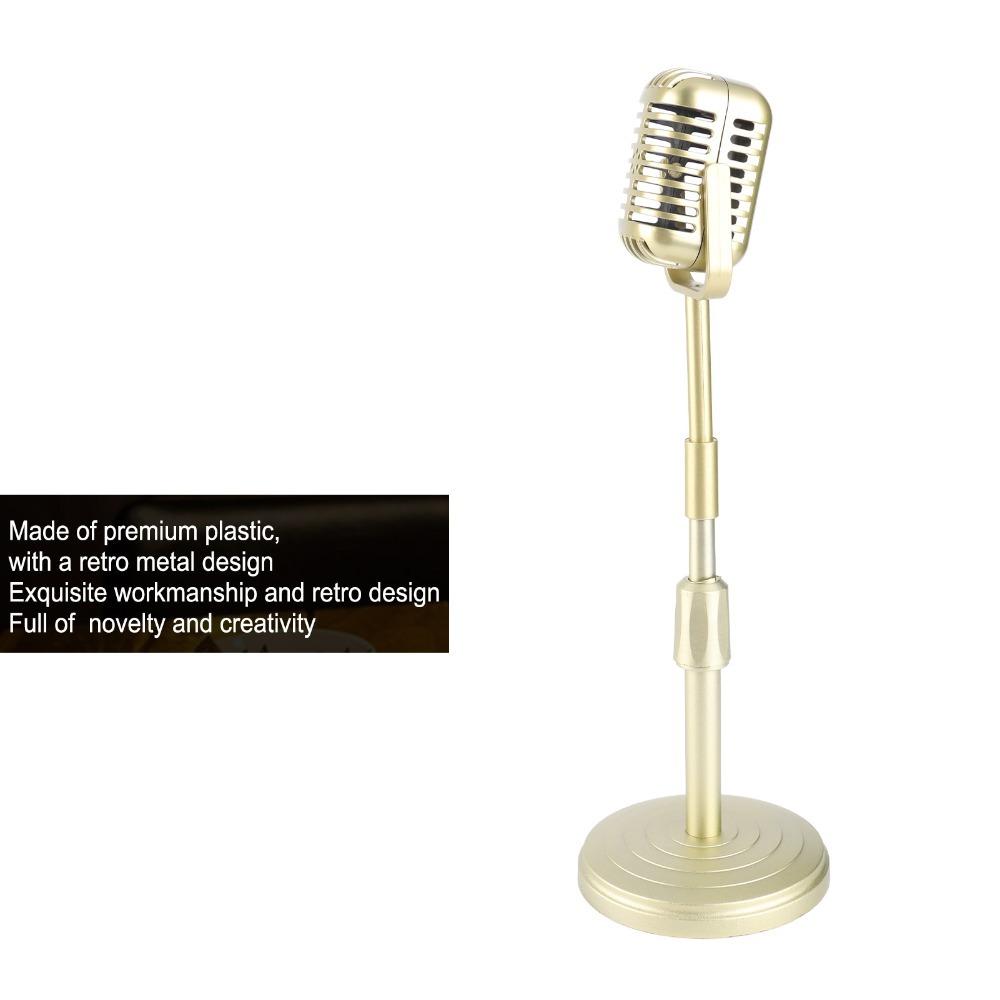 Support Rod Microphone Prop Model Sturdy Base Mic Stand Set Classic Fake Mic Prop  Photo Studio