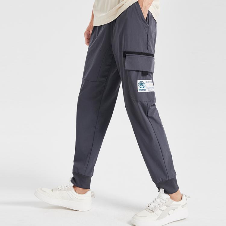 Li Ning Badfive Basketball Series Tapered Woven Sports Pants Men Pants Cold-Sand-Black AKXQ191-4
