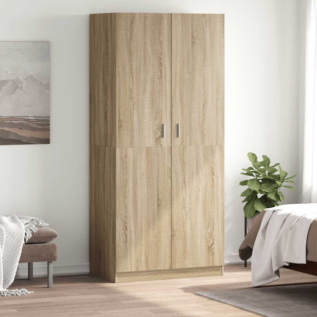 vidaXL Kleiderschrank Sonoma-Eiche 90x52x200 cm Holzwerkstoff braun