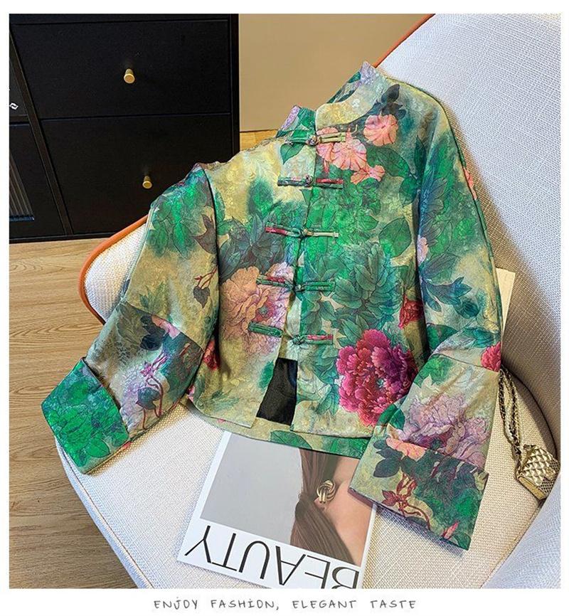 Women's Jacket Outerwears Chinese Light National Wind Jacquard Jacket Women's Spring Tang Suit Buckle High-end Retro Coat