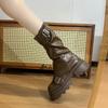 Retro ins wind boots brown versatile thick-soled heightening Martin boots women's 2025 new autumn and winter trouser boots