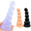 G-Spot Curved Large Pull Beads Female Rear Anal Plugs Male Gay Clear Crystal Roller Ball Anal Strips Anal Expanders