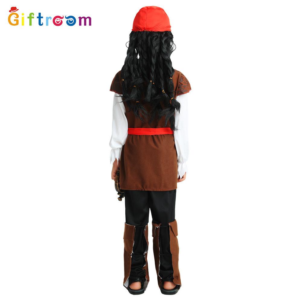 Kids Caribbean Pirate Costume For Halloween Festive Stage Performances Durable Polyester Fabric