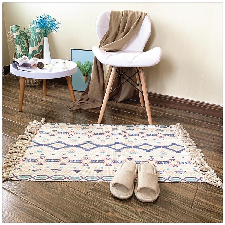 Cotton and Linen Carpet, Living Room Coffee Table Carpet, Bedroom Bedside Foot Mat Thickened Carpet, Bedroom, Foot Mat