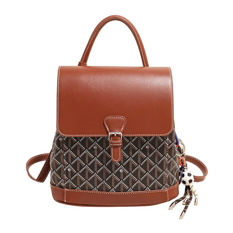 Fashion Printed Backpack Bag Women's 2025 New Niche Design Travel Backpack Retro Contrasting Color Messenger Bag