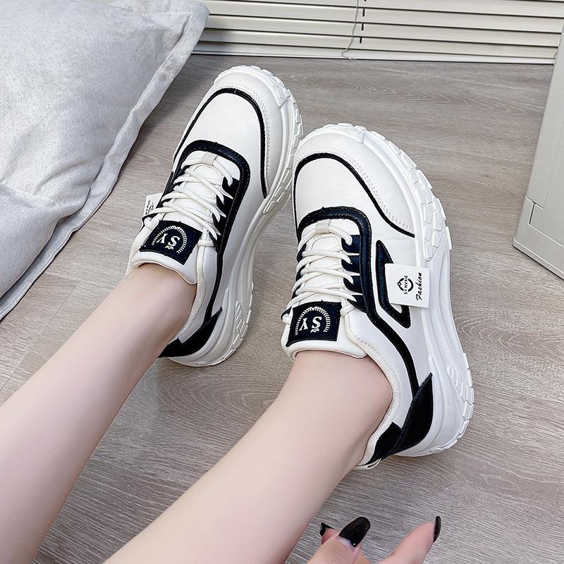 Inner Height Increase Dad Shoes Women 2025 Autumn New Versatile Korean Version Thick-soled Muffin Casual Shoes Little White Shoes