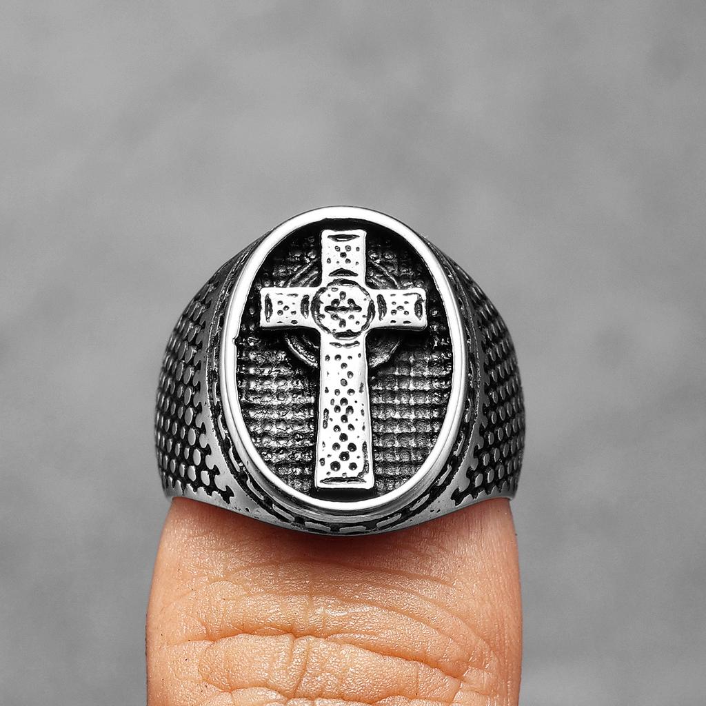 Christliches Kreuz Amulett Herren Ringe Edelstahl Damenschmuck Vintage Punk Rock Coole Sachen Modeaccessoires Geschenk Großhandel