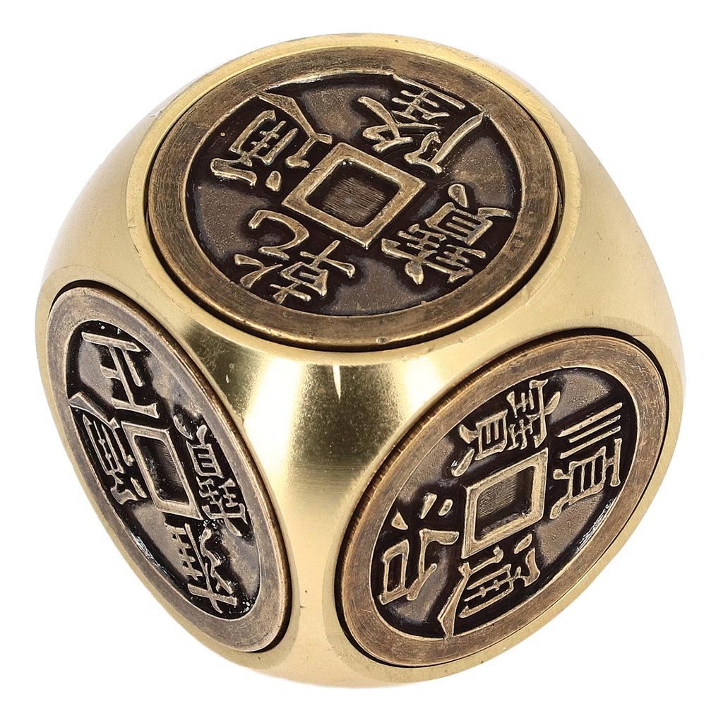 Metal Figertip Rotating Cube Embossed 6 Sided Anti Anxiety Stress Relief Brass Fingertip Gyroscop