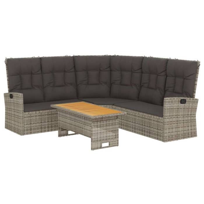 VidaXL Garden Lounge Set 2 Pcs with Cushions Grey Wicker 362176
