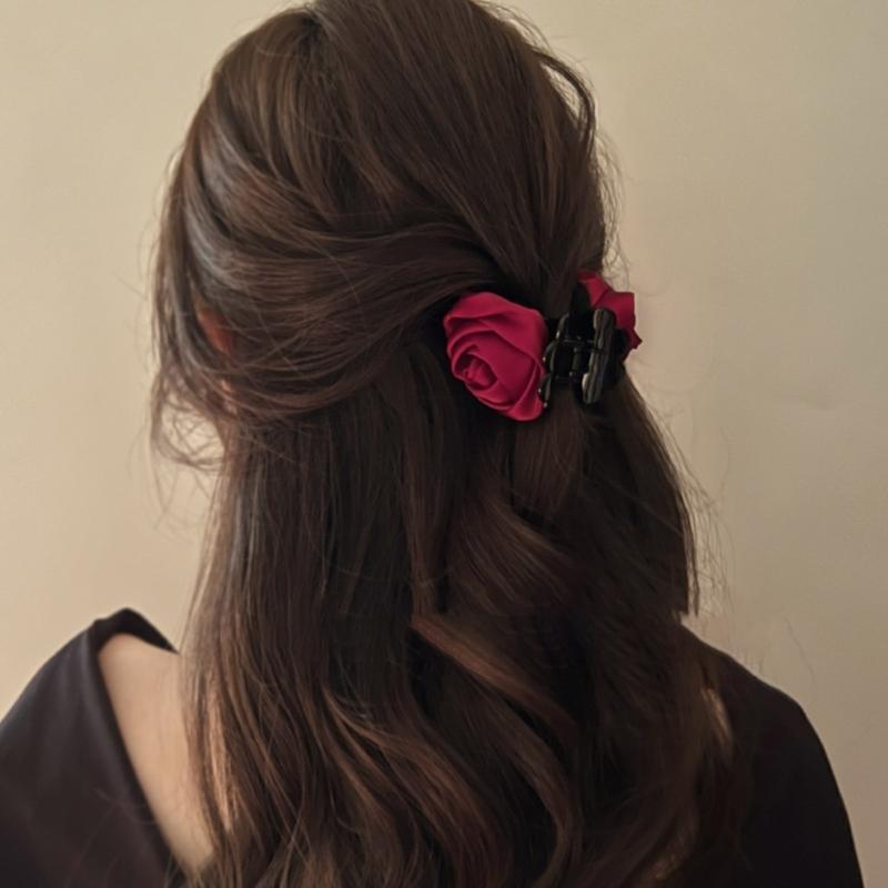 Non-Slip Satin Hair Claw Cute Ponytail Catch Strong Hold Princess Hairpin