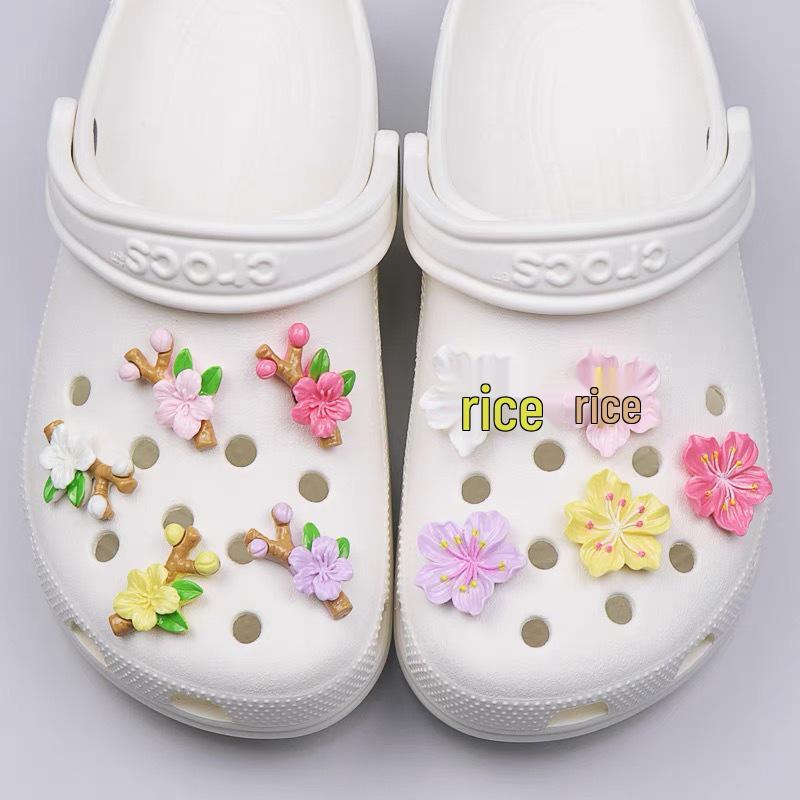 3D Peach & Cherry Blossom Hanfu Clog Accessories - High-End DIY Petal Shoe Flower Buckle