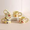 330ML Japanese Style Ceramic Coffee Cup Cute Fruit Pattern Milk Tea Cup Water Mug with Anti-slip Handle Coffee Cup Birthday Gift