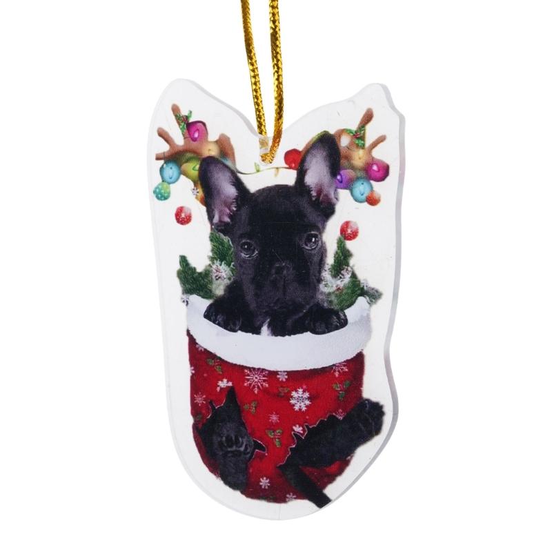 Festival Dog Hanging Charm Acrylic Dog Pendant Christmas Decoration Hanging Dog Ornament for Tree Adornment