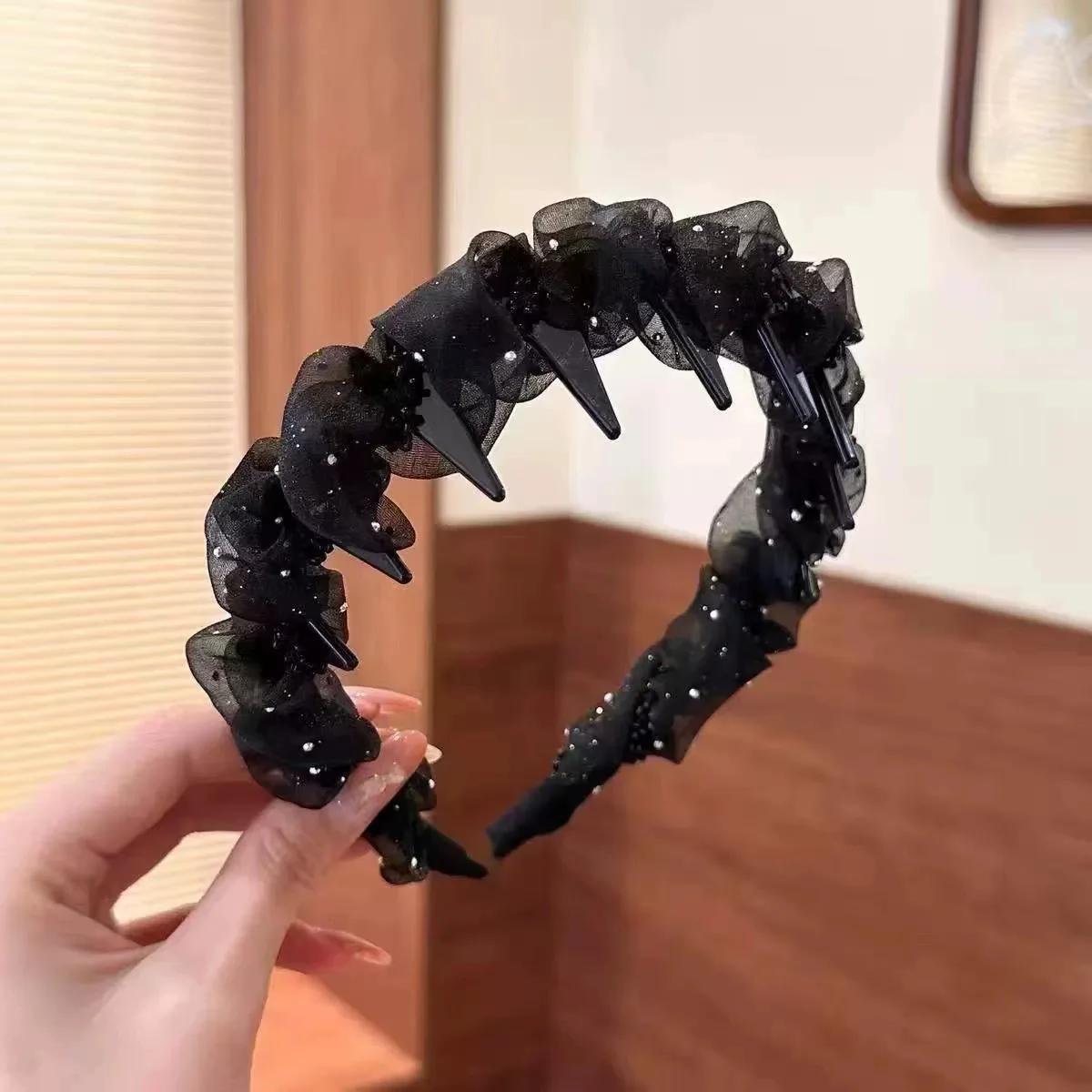 

Элегантная повязка на голову со стразами для женщин, головной убор для повседневной носки, заколка для волос, однотонная, нескользящая, для умывания лица, аксессуар для волос