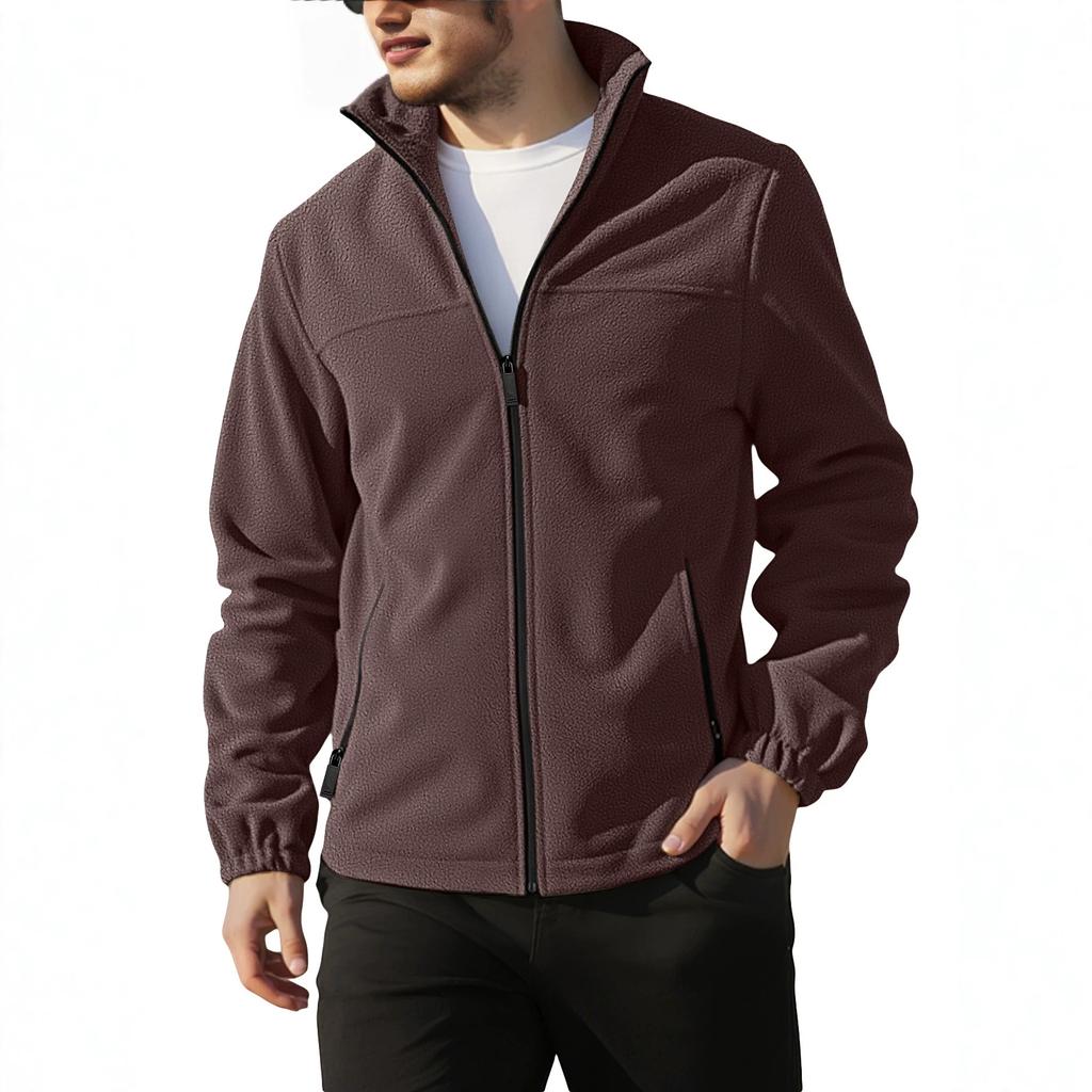 Nouvelle veste polaire pour homme: Veste d'extérieur zippée à col montant pour le printemps, l'automne et l'hiver