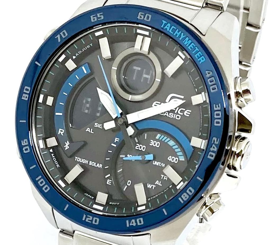 EDIFICE by Smartphone Tough Solar Business Stainless Waterproof CASIO Bluetooth, Compatible, ECB-900DB-1B Chronograph, Calendar, Analog/Digital,