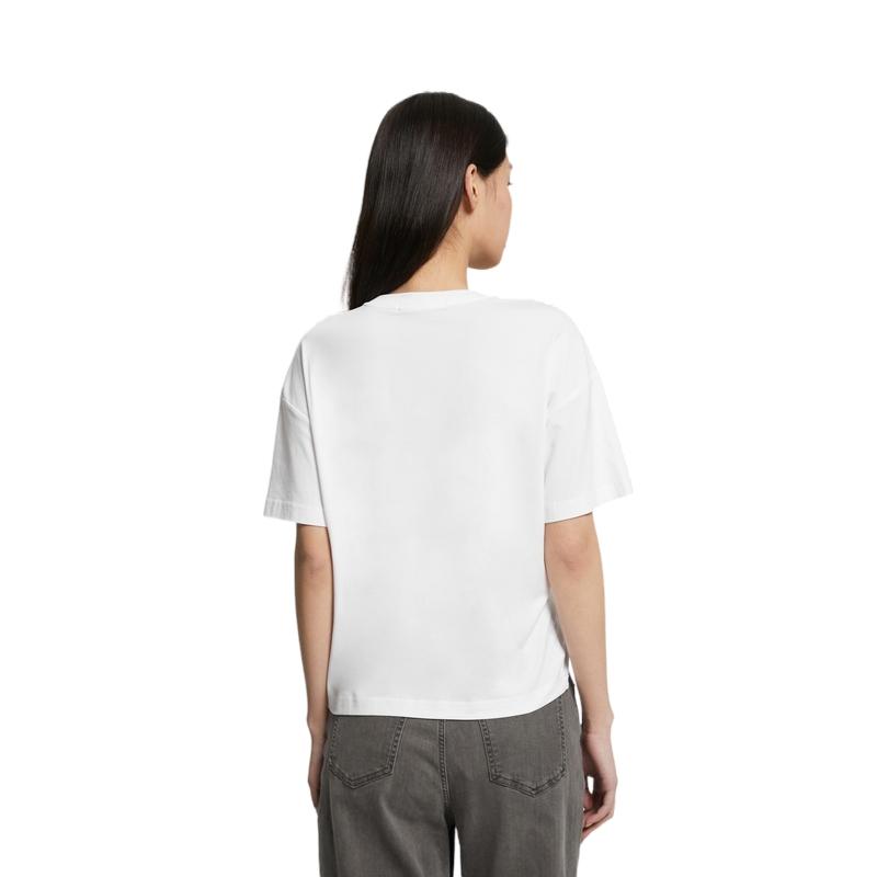 Calvin Klein Solid Color Logo Print Knot Short Sleeve T-Shirt Women Tops White J221109-YAF