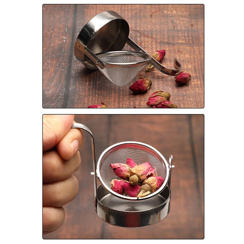 304 Stainless Steel Tea Coffee Strainer Filter With Base For Loose Leaf Tea Easy To Clean Kung Fu Tea Fine Mesh Tea Filter