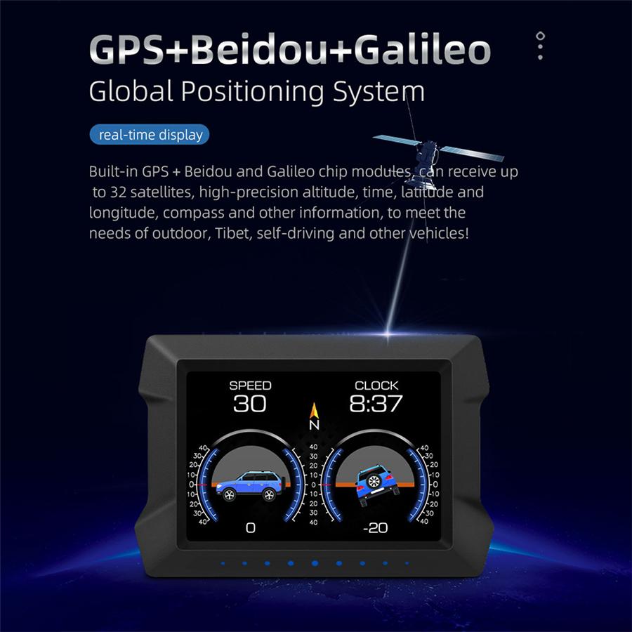 Samochodowy HUD OBD2 GPS Miernik nachylenia Prędkościomierz Alarm przekroczenia prędkości Napięcie Temperatura wody