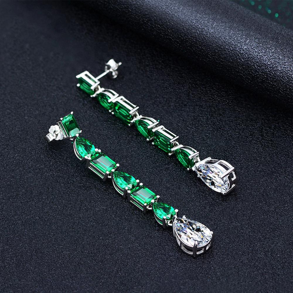 Gica Gema High Carbon Diamond Drop Earrings 925 Sterling Silver 61mm White Green Gemstone Romantic Fine Jewelry Wedding Party Gifts New Trend