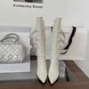 2025 nya europeiska och amerikanska stil bältesspänne tunna tjocka klack spetsiga riddarstövlar