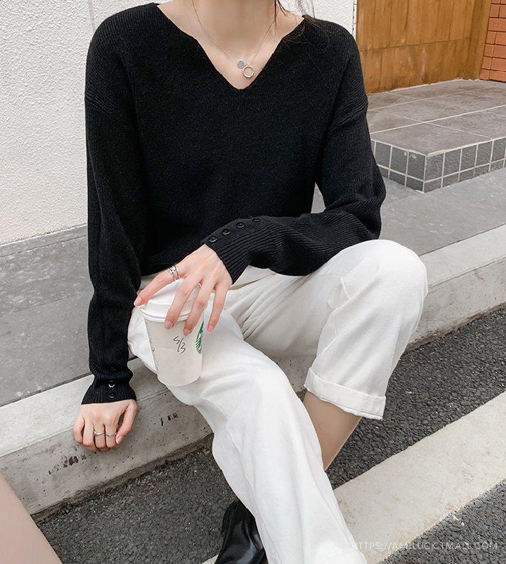 Pulover Tricotat Chic cu Gât în V cu Coaste pentru Femei - Moale, Mărimi Mari cu Croială Largă pentru Primăvară, Toamnă și Iarnă