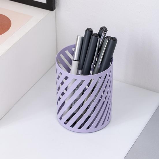 Pen Holder Nordic Style Electroplated Matte Finish Large Capacity Desk Organizer with Rubber Base Office Accessories