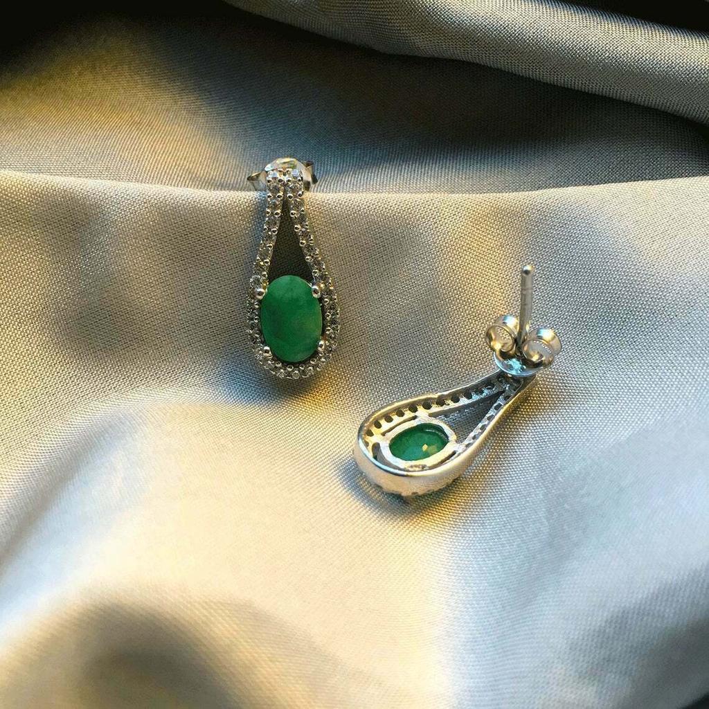 Genuine Emerald Cut Handmade Fine Silver Certified Stud Earring Jewelry For Mom