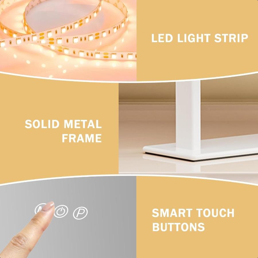 Vanity Mirror with Lights 16.14 X 11.81Lighted Makeup Mirror and Hollywood Mirror with Smart Touch Control 3 Colors Dimmable LE