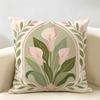 Soft Pink Calla Lily Art Cushion Cover Durable Hypoallergenic Organic Linen Short Pillow Cover Washable