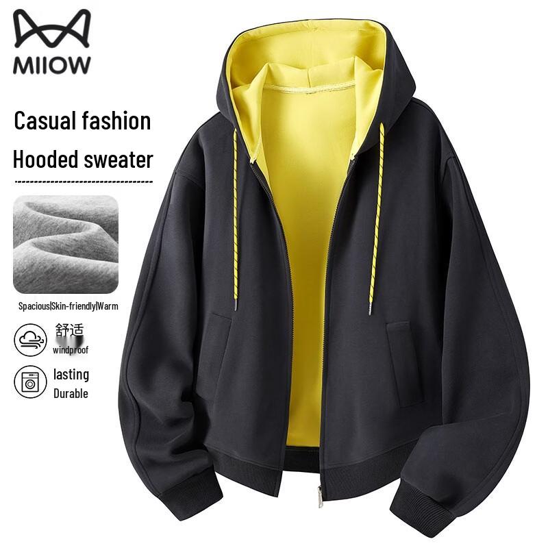 MiiOW Men s Casual Hooded Cardigan Sweatshirt XL