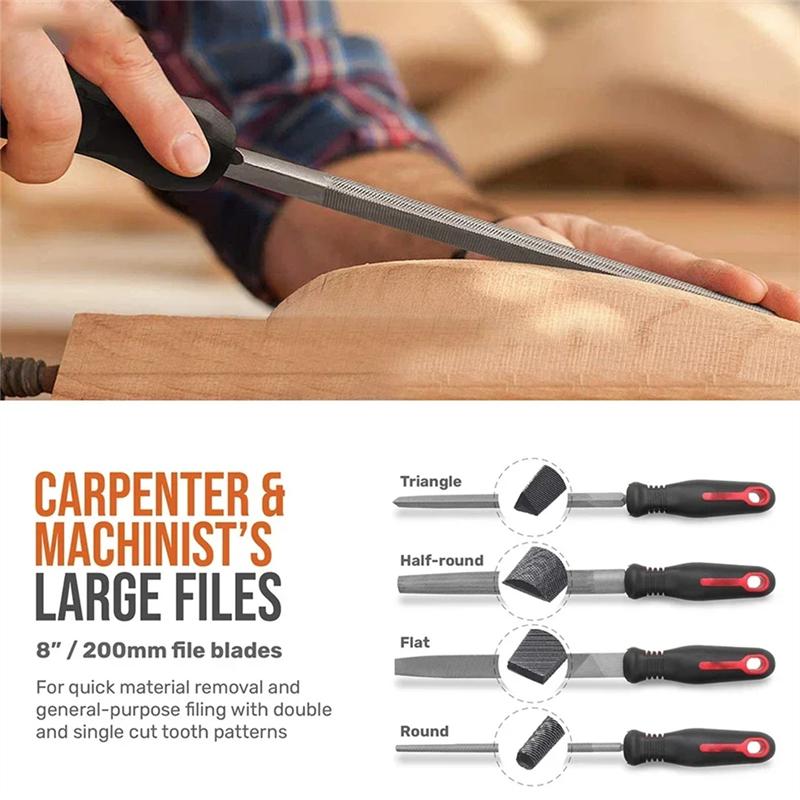 For Metal Hand File Set 16Pcs-Double Pattern Files With Brush Steel, For Metal& Wood File Works Large, Small Files Included