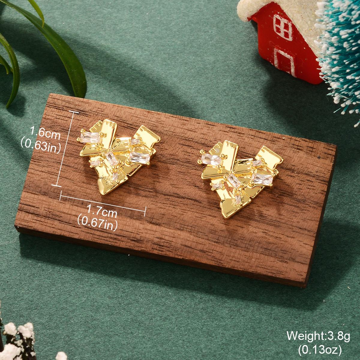 Medieval Vintage Geometric Vintage Love Zirconium Earrings Autumn Winter Christmas Irregular Fashion Commuter Earrings